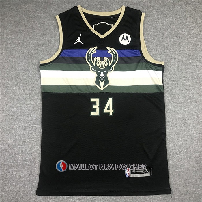 Maillot Milwaukee Bucks Giannis Antetokounmpo NO 34 Statement 2021 Finals Noir